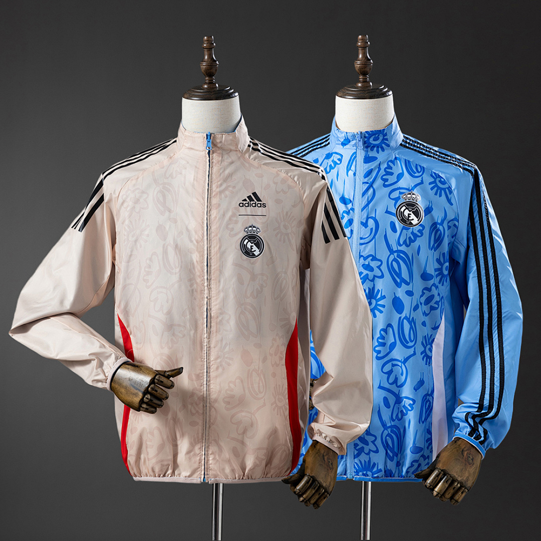 Real Madrid Reversible Jacket Windbreaker - Beige & Blue S-XXL 4
