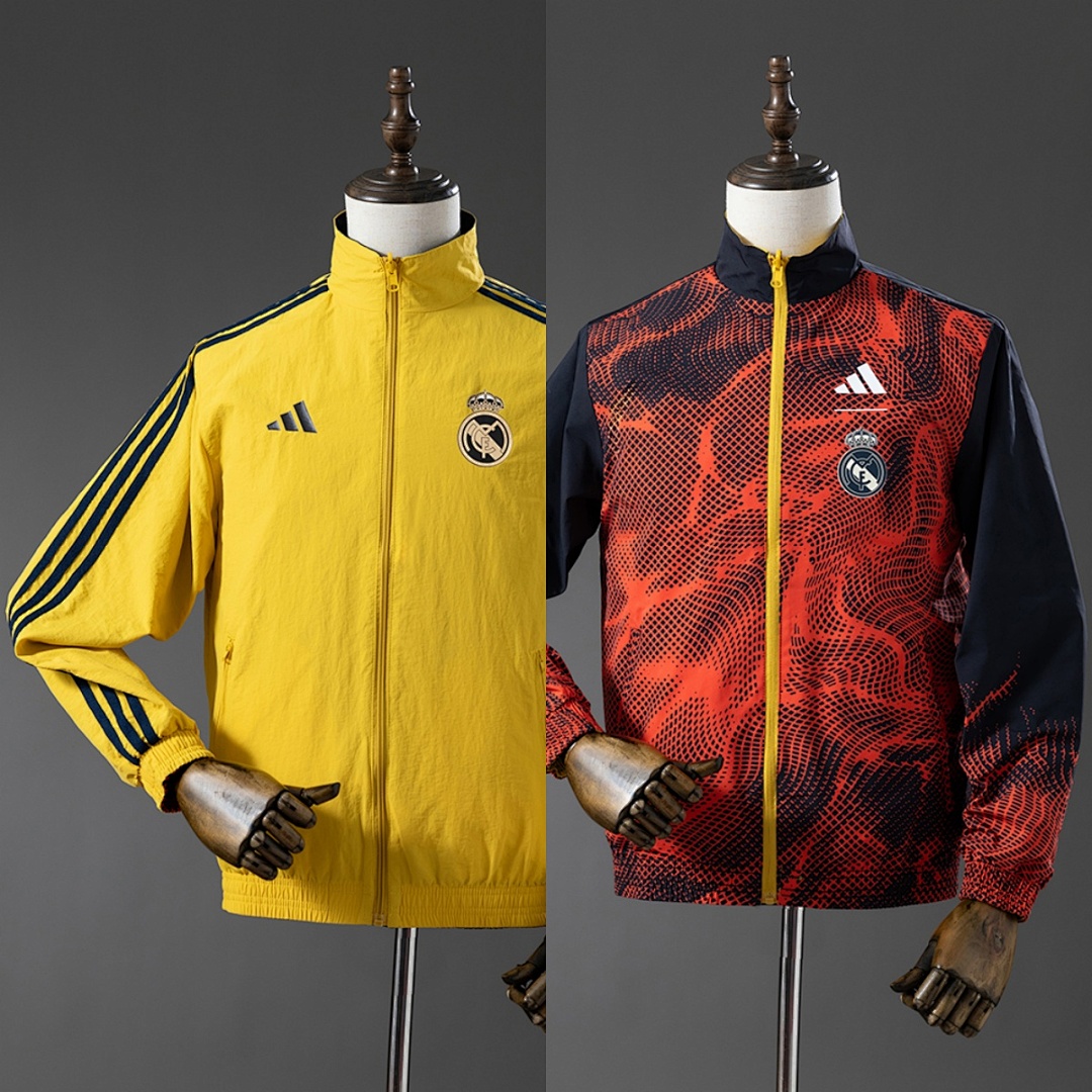 Real Madrid Reversible Jacket Windbreaker - Yellow & Red S-XXL 13
