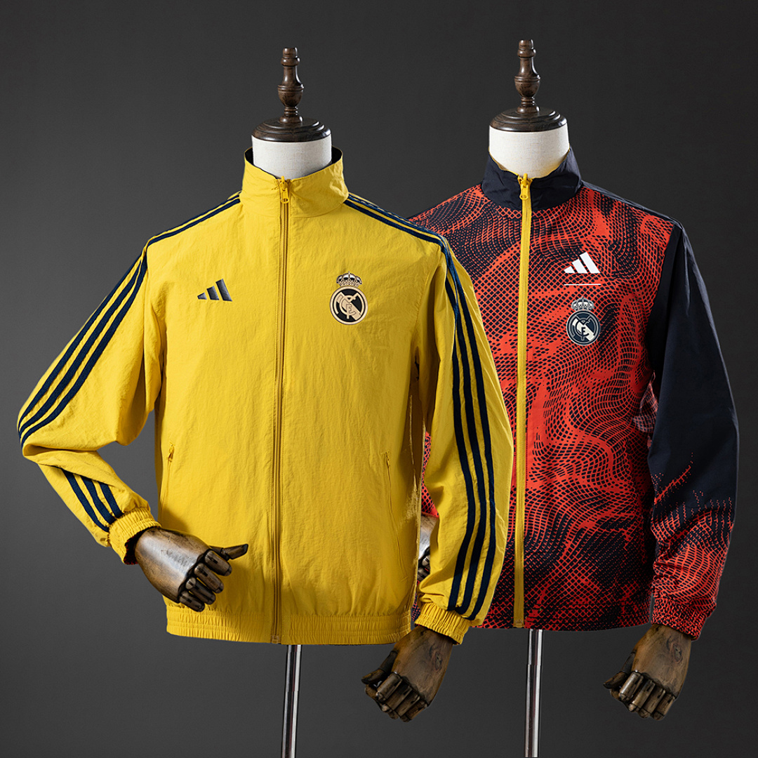 Real Madrid Reversible Jacket Windbreaker - Yellow & Red S-XXL 4