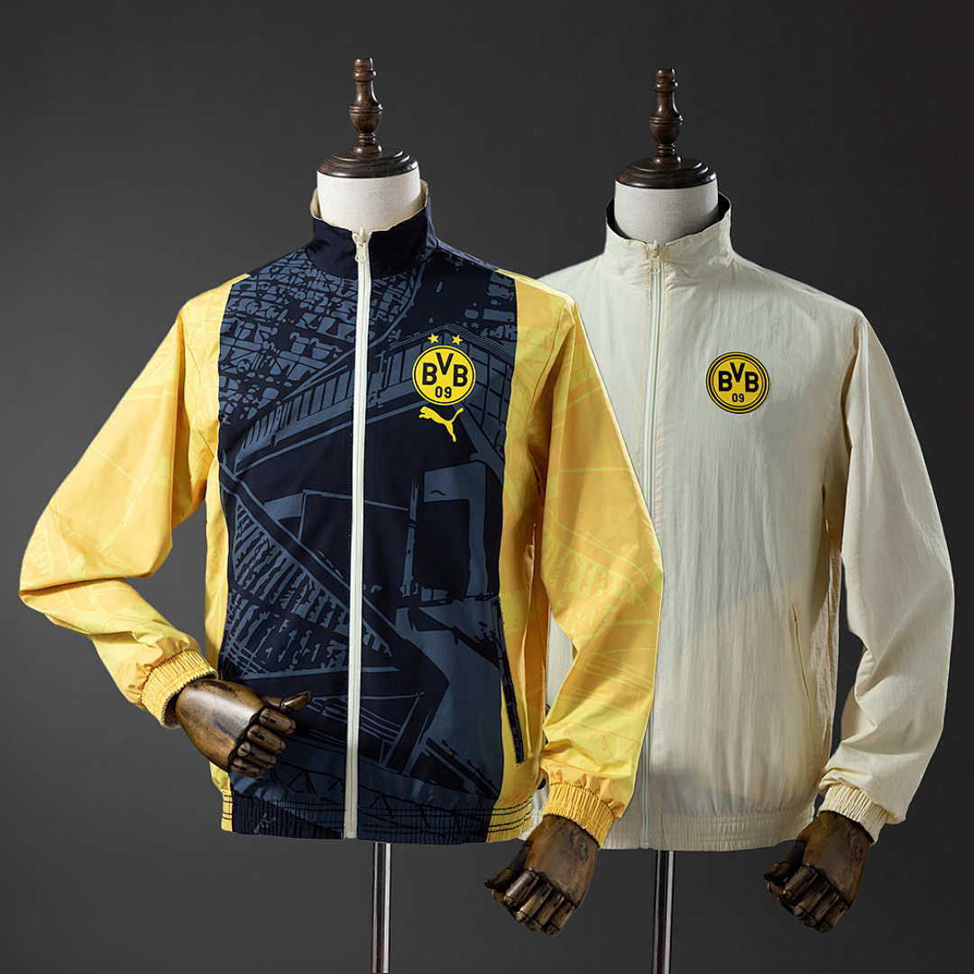 Borussia Dortmund Reversible Jacket Windbreaker - Black & Beige S-XXL 4