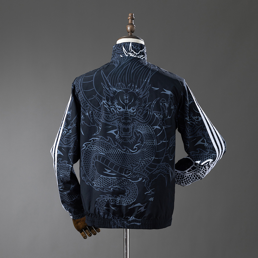 Real Madrid Reversible Jacket Windbreaker - Black&Black Dragon S-XXL 12