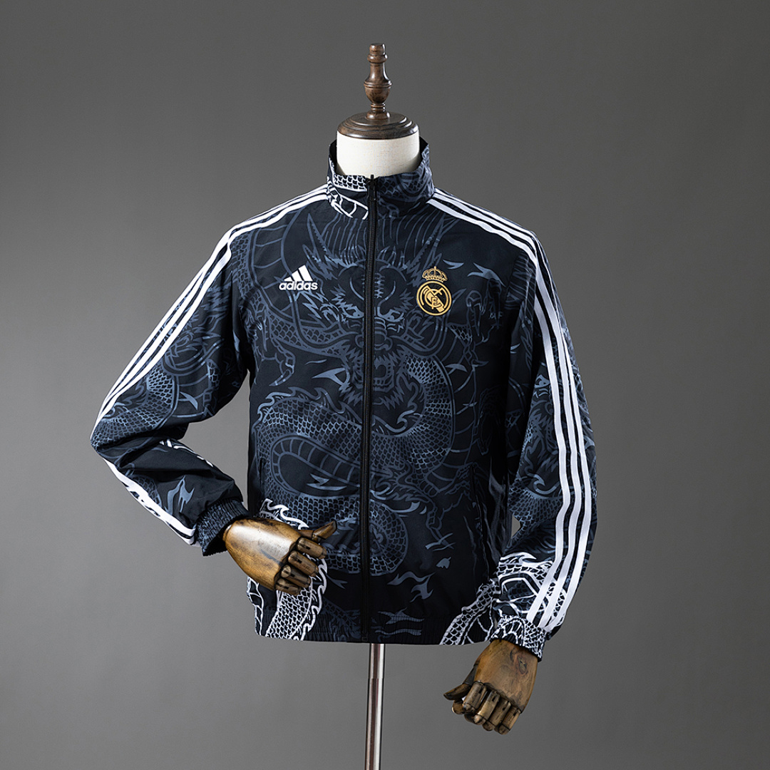 Real Madrid Reversible Jacket Windbreaker - Black&Black Dragon S-XXL 3