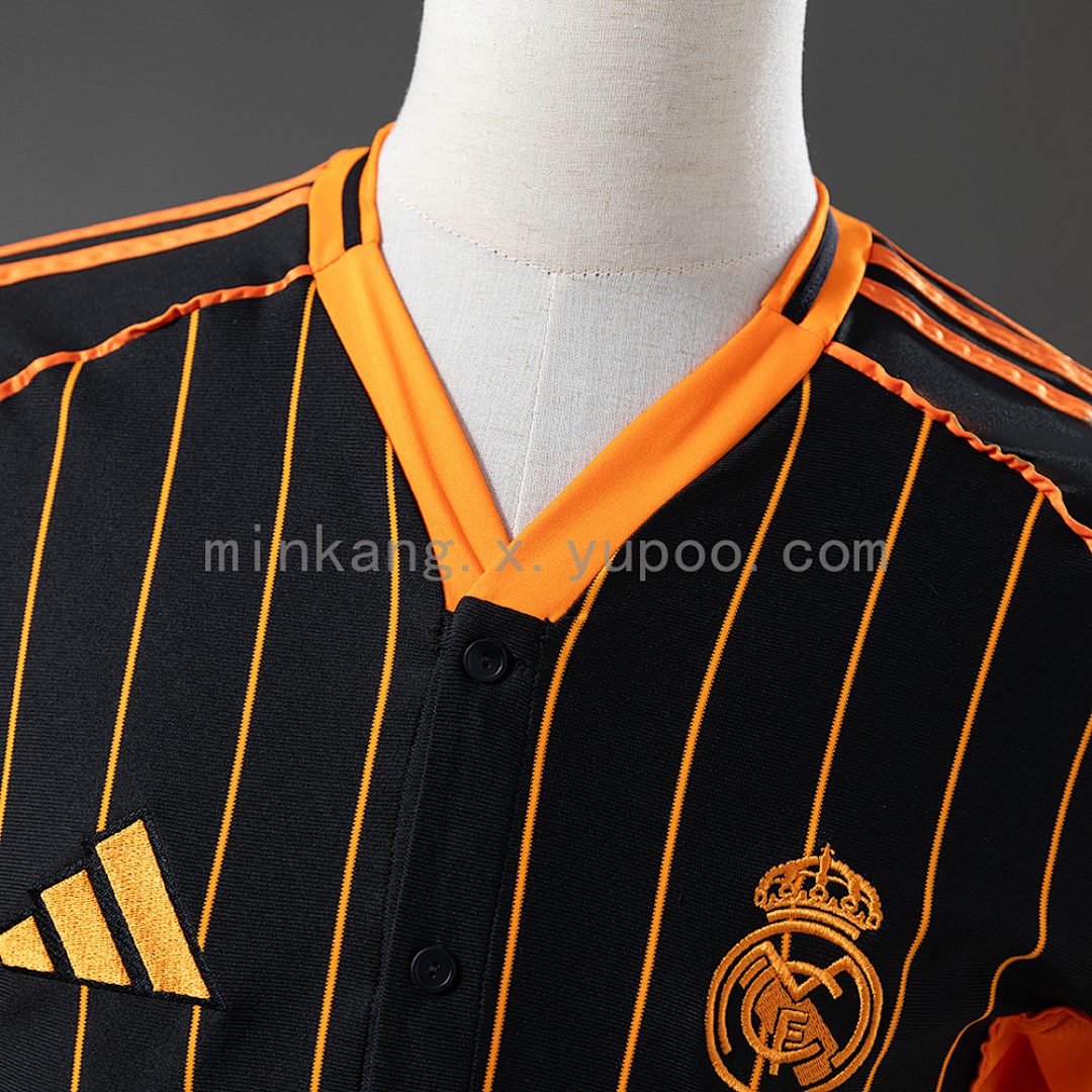 Real Madrid 25/26 Baseball - Black and Orange Striped Jersey S-4XL 7