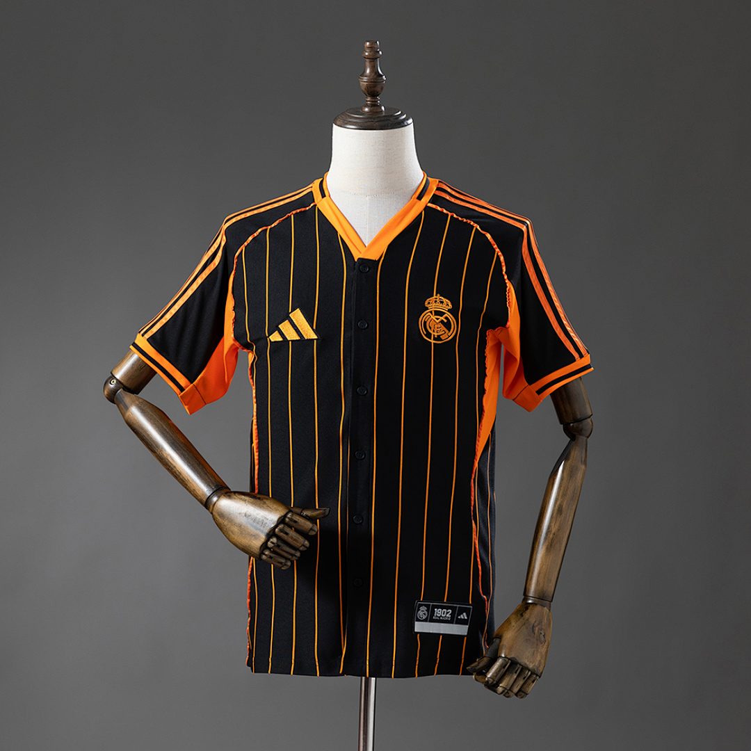 Real Madrid 25/26 Baseball - Black and Orange Striped Jersey S-4XL 9
