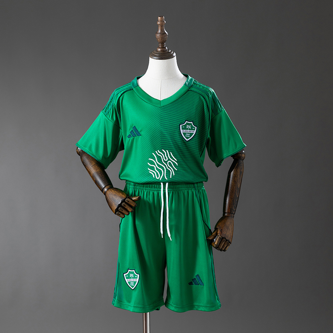 Al-Ahli Saudi 25/26 Green Kids Kit Jersey Size 16-28 3