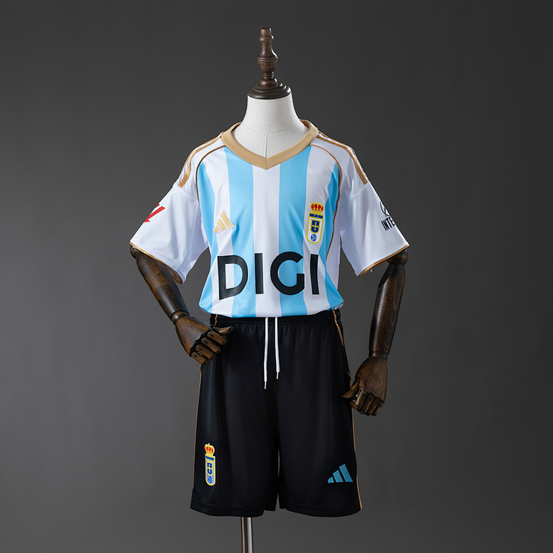 Real Oviedo 25/26 Third Away Kids Kit Jersey Size 16-28 3