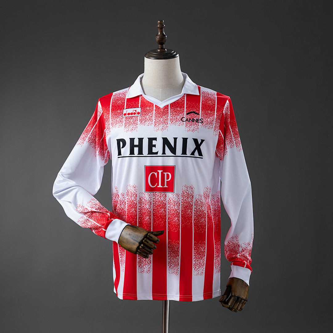 AS Cannes 91/92 Home Long-Sleeve Retro Jersey S-XXL 3