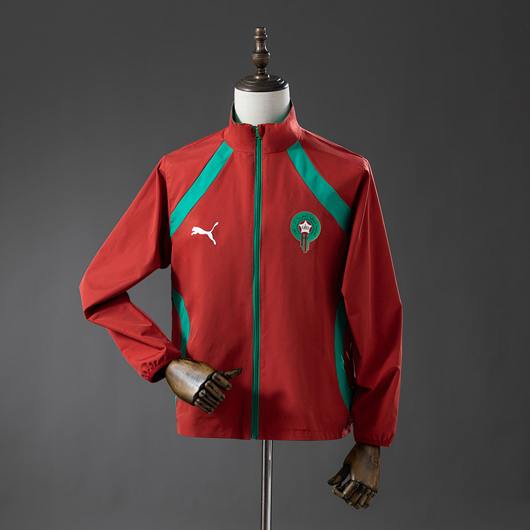 Morocco 2026 Reversible Jacket Windbreaker - Red & Green S-3XL 3