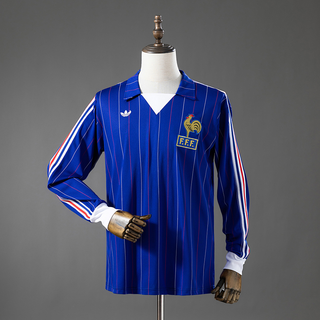 France 80/82 Home Long Sleeve Retro Jersey S-XXL 2