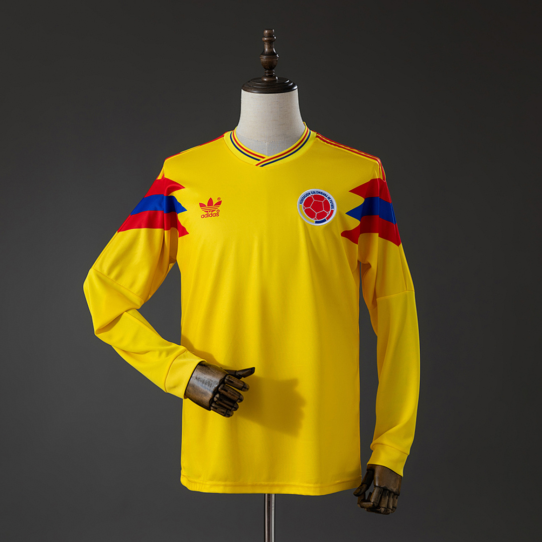 Colombia 1990 Originals Retro Home Long Sleeve Jersey S-XXL 2