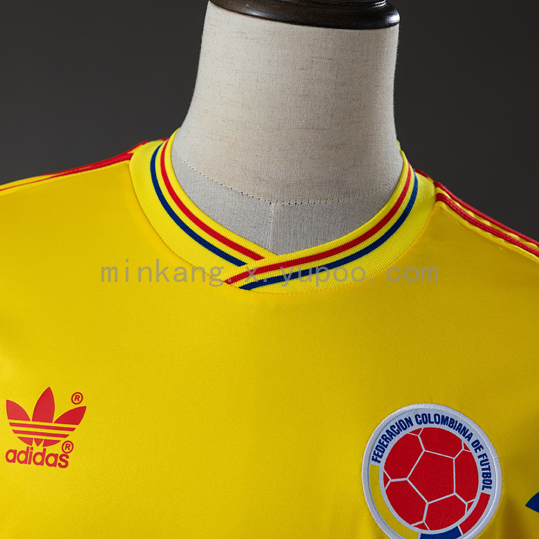 Colombia 1990 Originals Retro Home Long Sleeve Jersey S-XXL 7