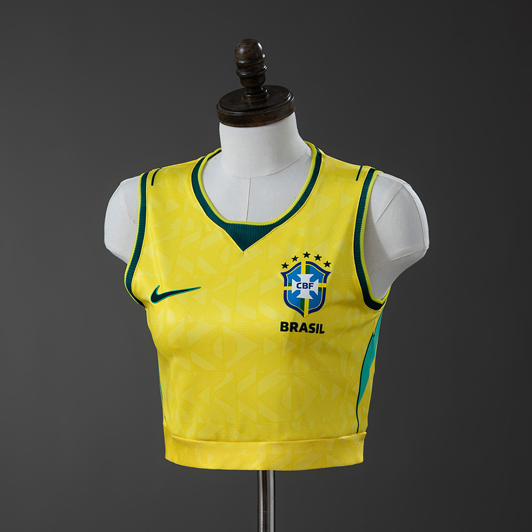 Brazil 2026 Women's Crop Tank Top Home Jersey S-XXL 2