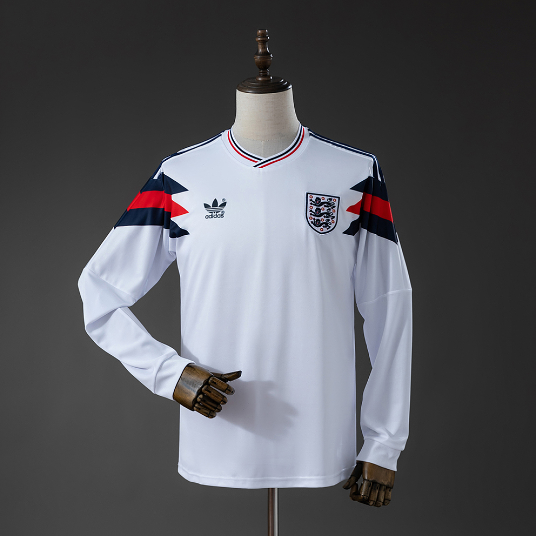 England 1990 Home Retro Long Sleeve Jersey S-XXL 2
