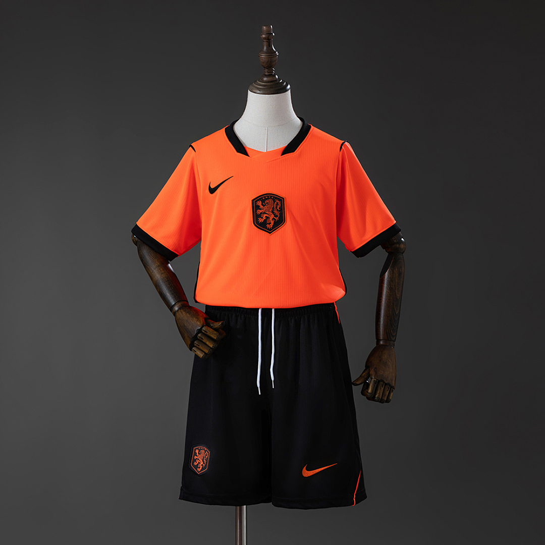 Netherlands 2026 Home Kids Kit Jersey Size 16-28 3