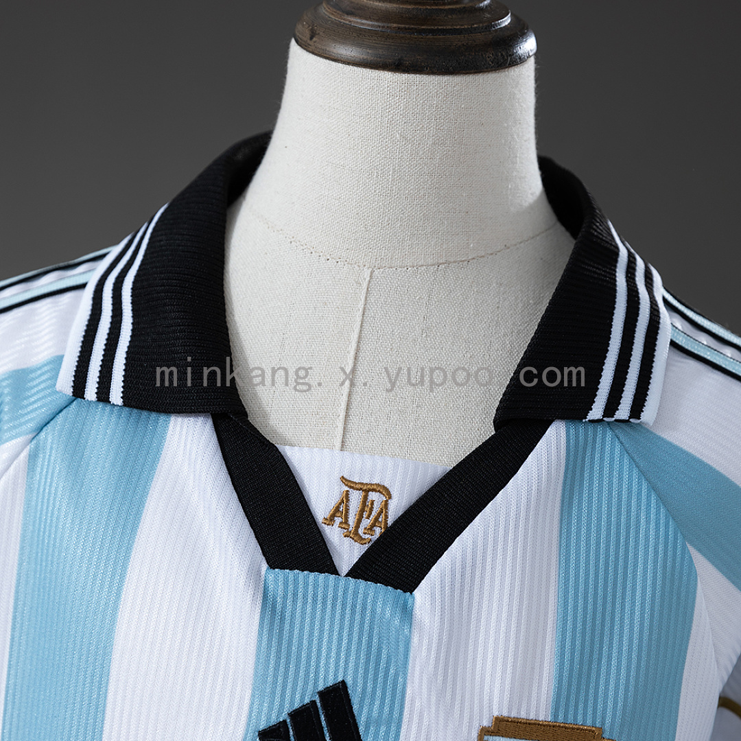 Argentina 1998 Home Retro Kids Kit Jersey Size 16-28 9