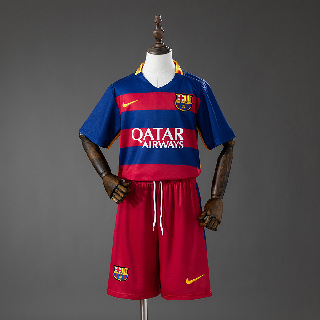 Barcelona 15/16 Home Retro Kids Kit Jersey Size 16-28 3