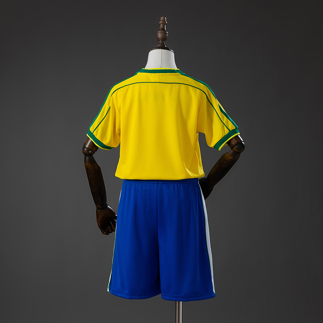 Brazil 1998 Home Retro Kids Kit Jersey SIZE 16-28 2