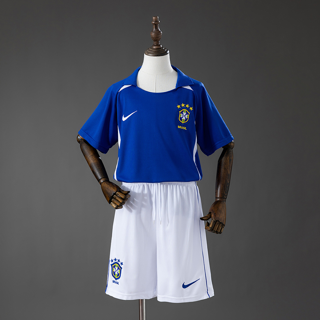 Brazil 2002 Away Retro Kids Kit Jersey SIZE 16-28 3