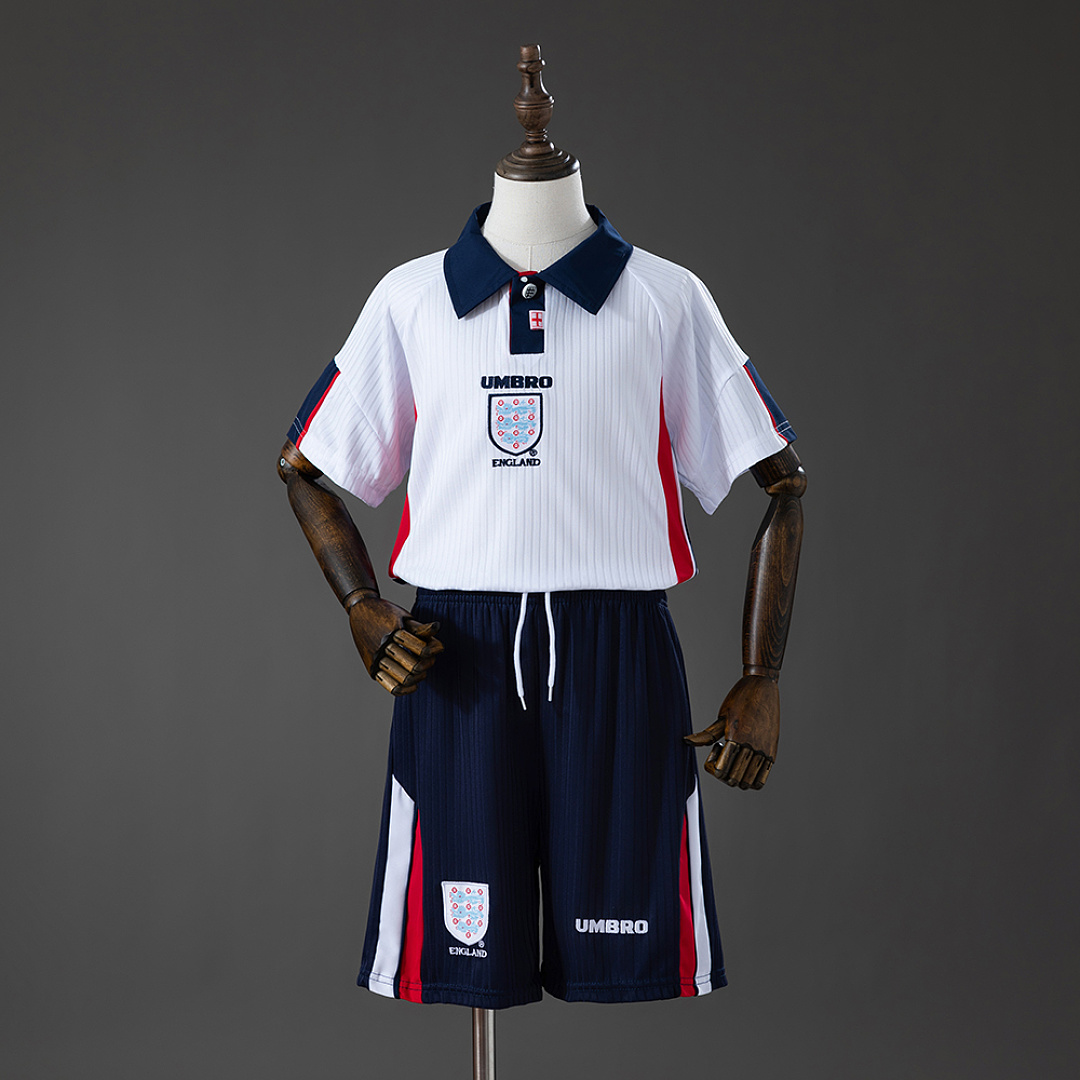 England 1998 Home Retro Kids Kit Jersey SIZE 16-28 3