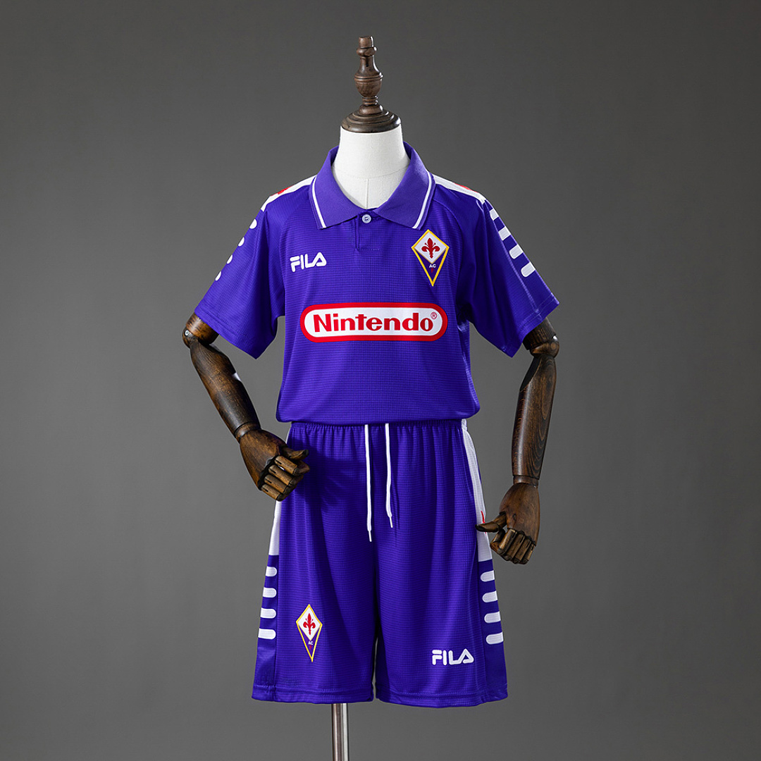 Fiorentina 98/99 Home Retro Kids Kit Jersey Size 16-28 2