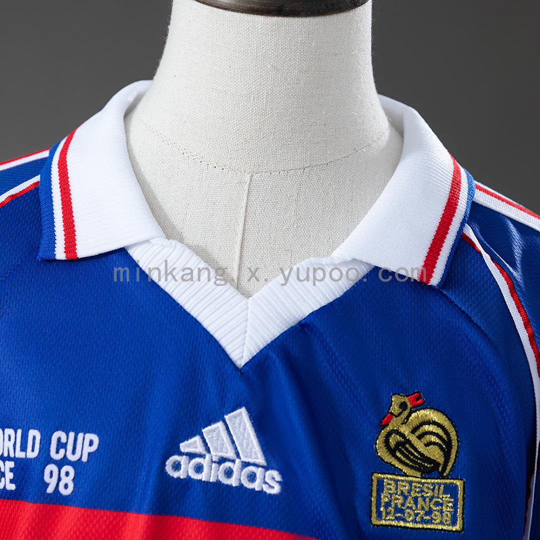 France 1998 Home Retro Kids Kit Jersey Size 16-28 10