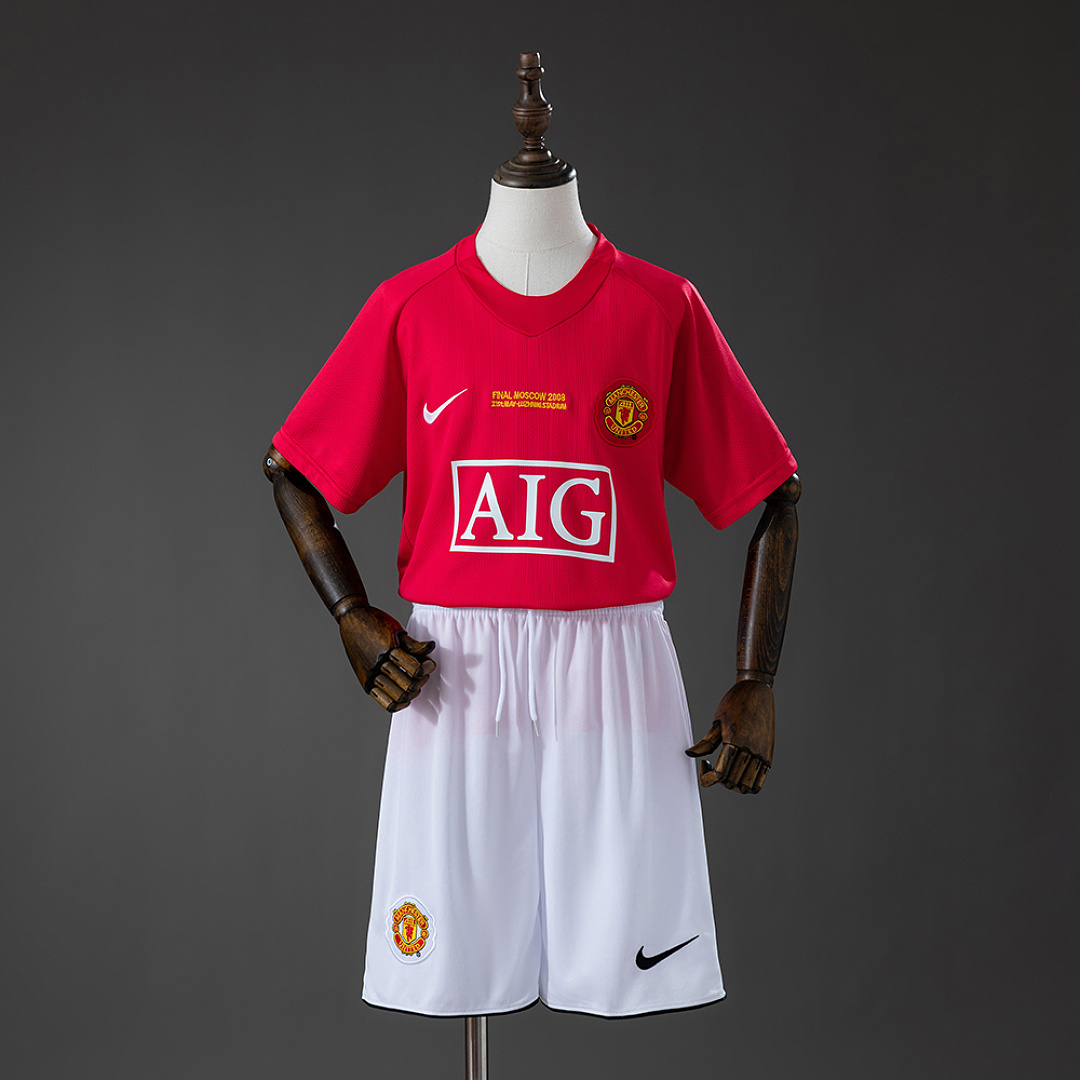 M-U 07/08 Home Retro Kids Kit Jersey Size 16-28