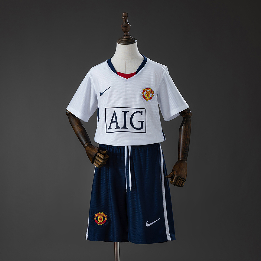 M-U 0809 Away (League Edition) Retro Kids Kit Jersey Size 16-2- 3