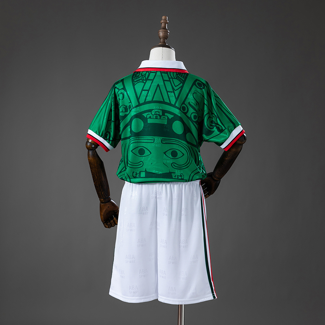 Mexico 1998 Home Retro Kids Kit Jersey Size 16-28 2