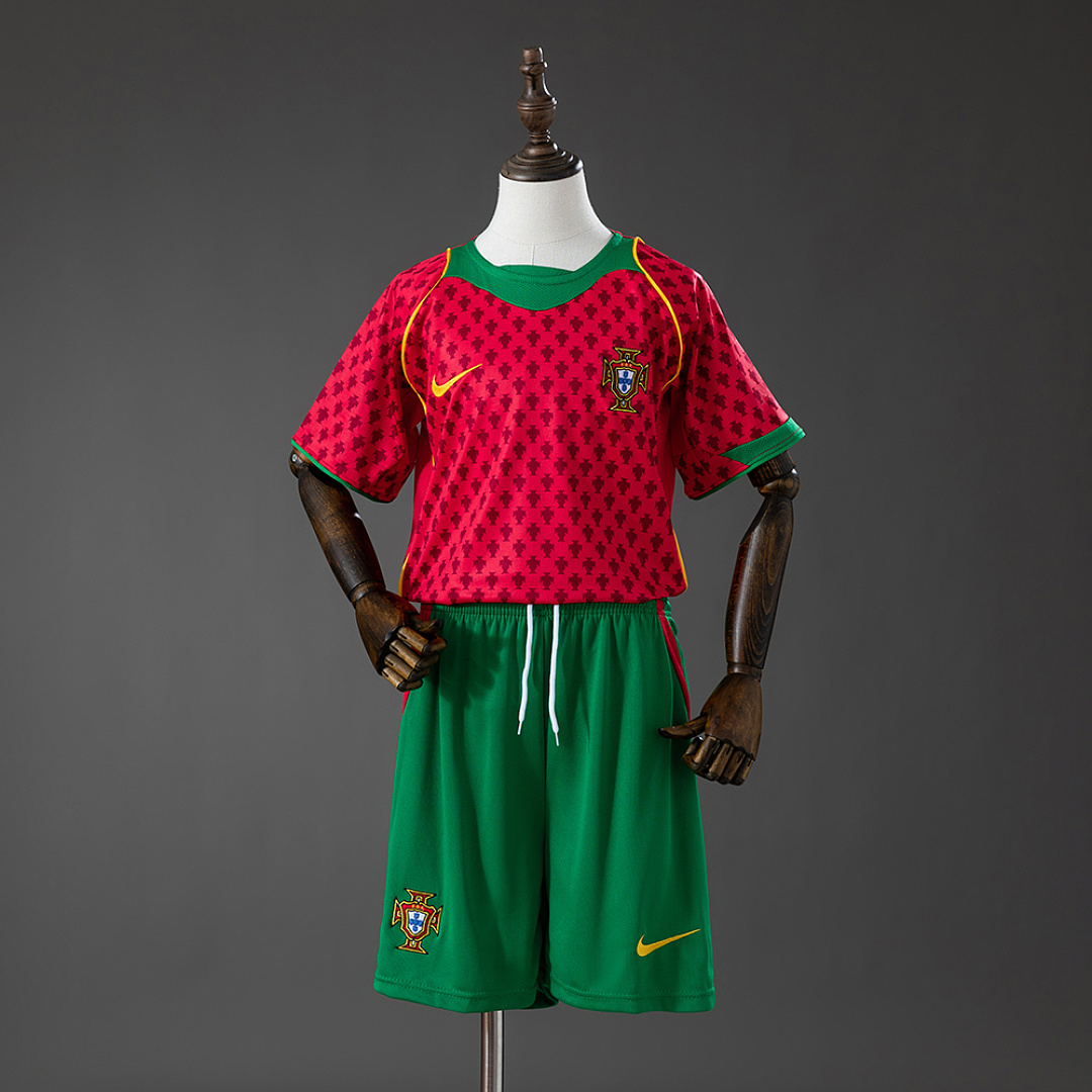 Portugal 2004 Home Retro Kids Kit Jersey Size 16-28 3