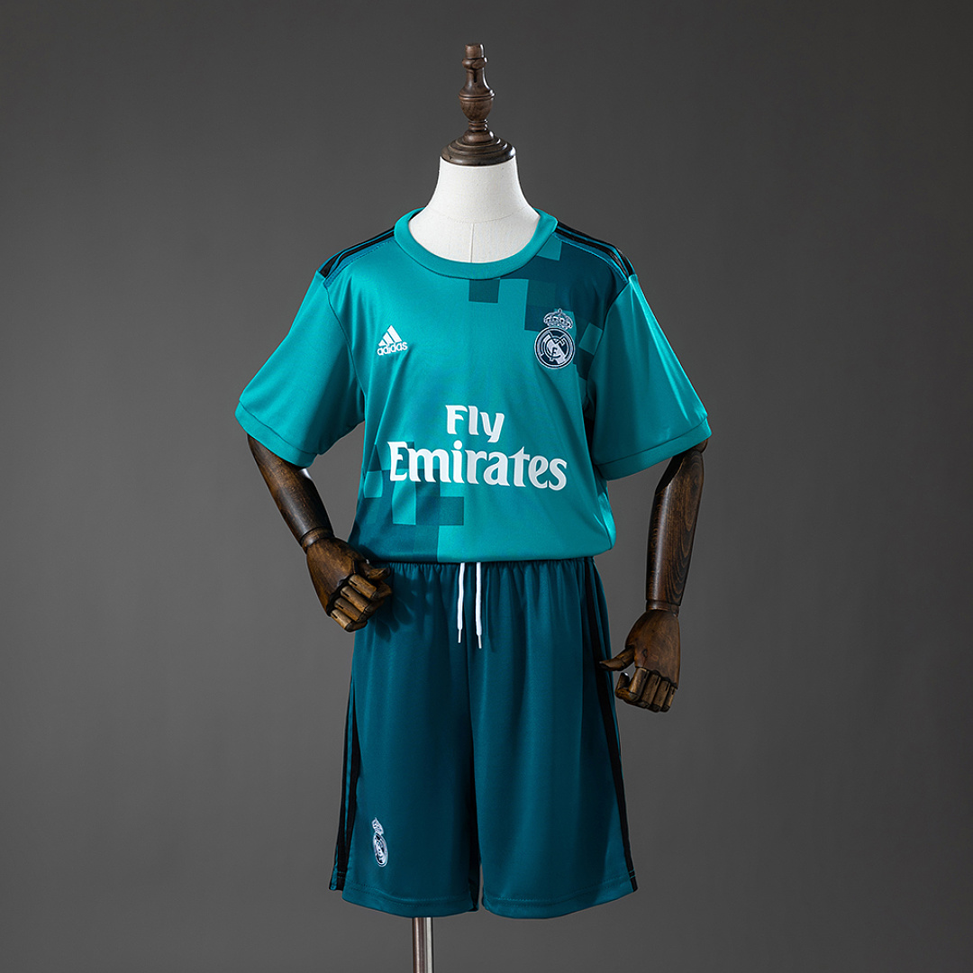 Real Madrid 17/18 Third Away Retro Kids Kit Jersey Size 16-28 3