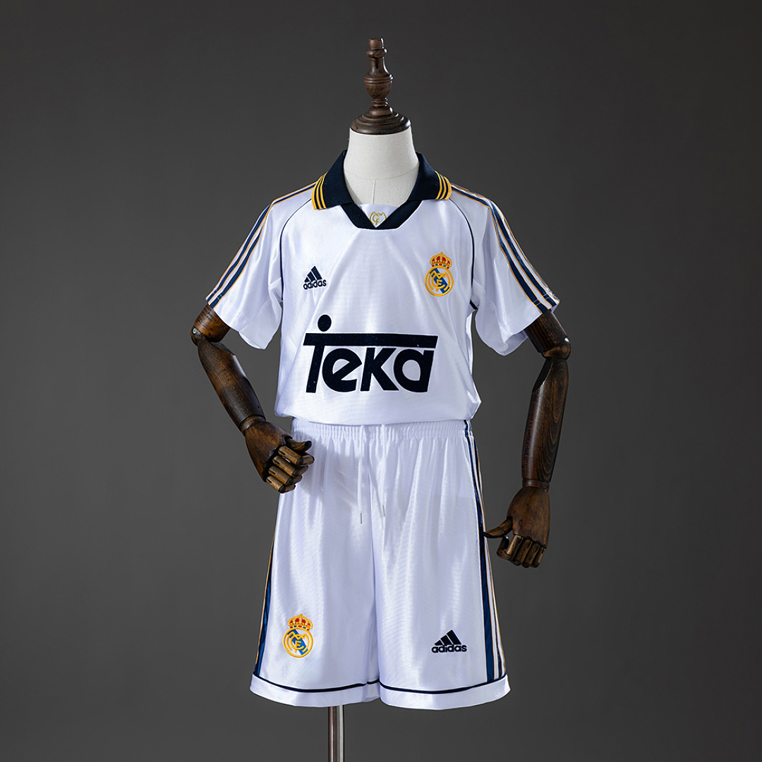 Real Madrid 98/00 Home Retro Kids Kit Jersey SIZE 16-28