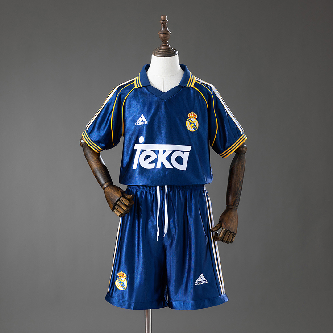 Real Madrid 98/00 Third Away Retro Kids Kit Jersey SIZE 16-28