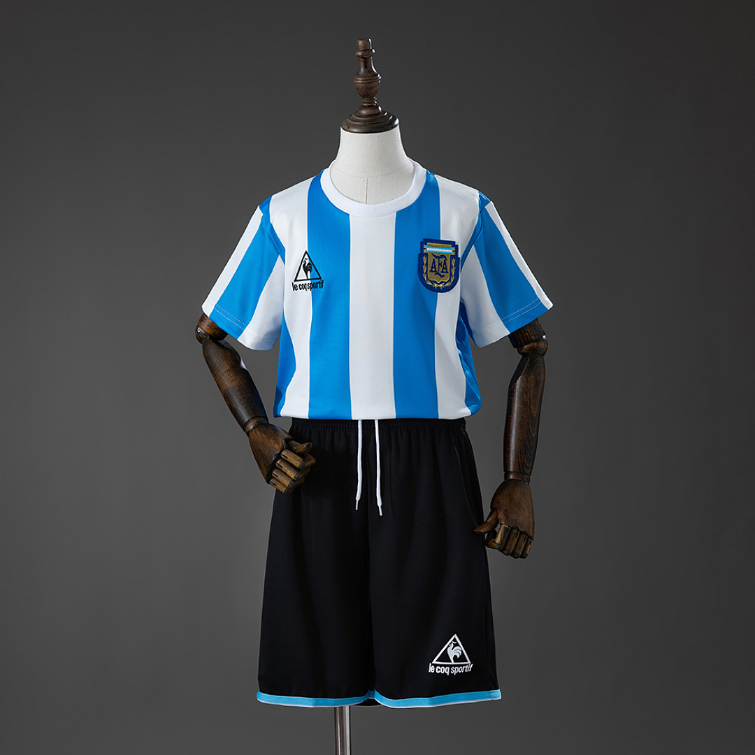 Argentina 1986 Home Retro Kids Kit Jersey Size 16-28 3