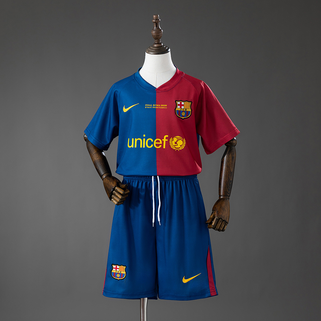 Barcelona 08/09 Home Retro Kids Kit Jersey Size 16-28 3
