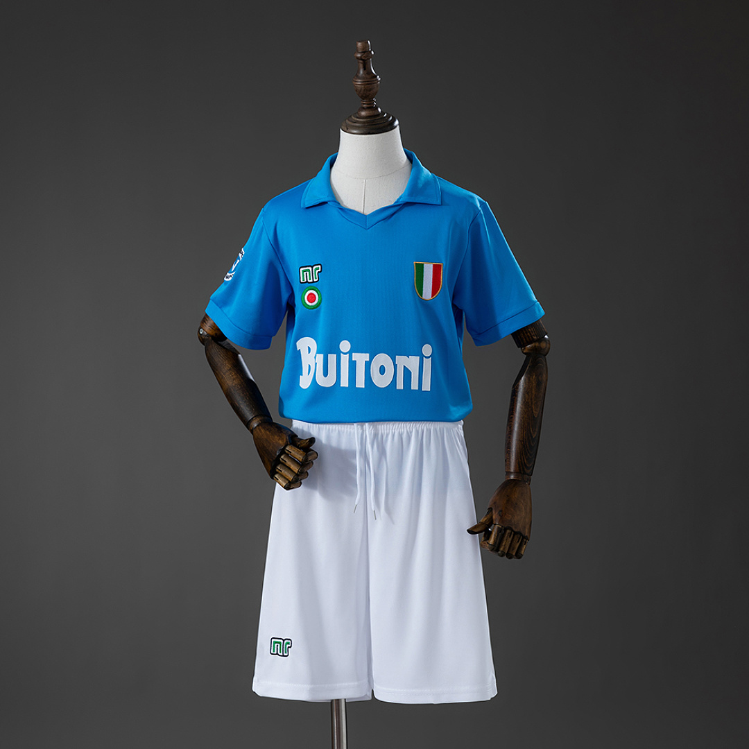 Napoli 87/88 Home Retro Kids Kit Jersey Size 16-28 3