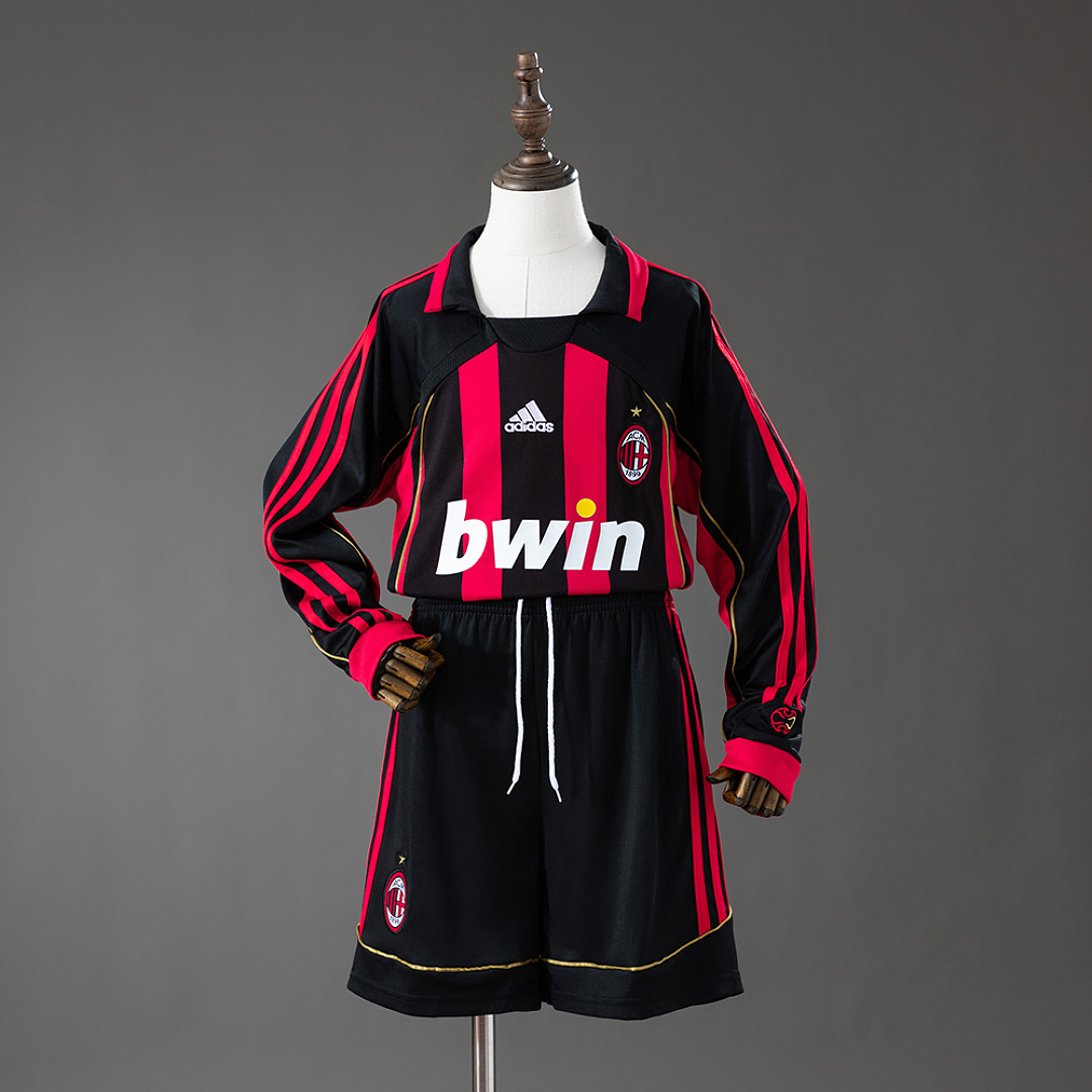 AC Milan 06/07 Home Retro Long Sleeve Kids Kit Jersey SIZE 16-28 3