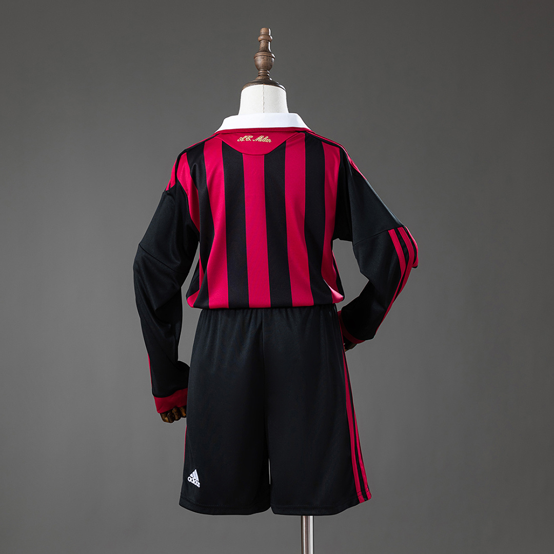 AC Milan 09/10 Home Retro Long Sleeve Kids Kit Jersey SIZE 16-28 2
