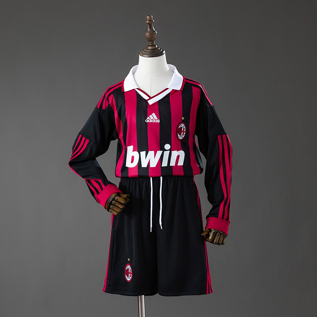 AC Milan 09/10 Home Retro Long Sleeve Kids Kit Jersey SIZE 16-28