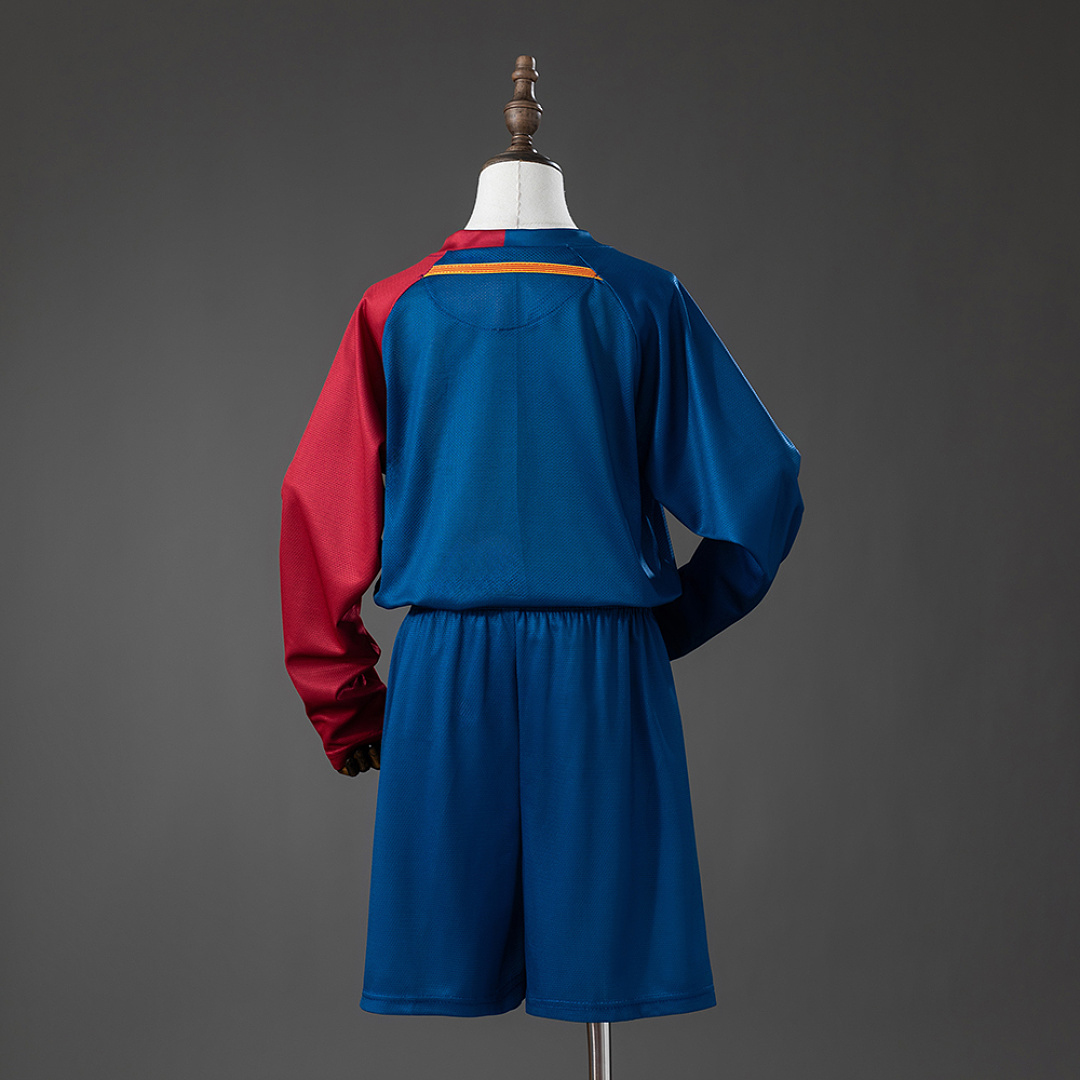 Barcelona 08/09 Home Retro Long Sleeve Kids Kit Jersey SIZE 16-28 2