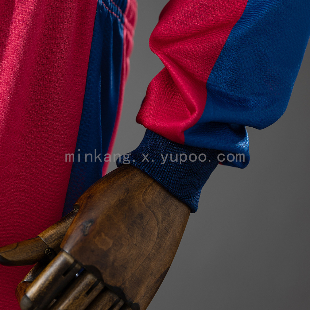 Barcelona 10/11 Home Retro Long Sleeve Kids Kit Jersey SIZE 16-28 5
