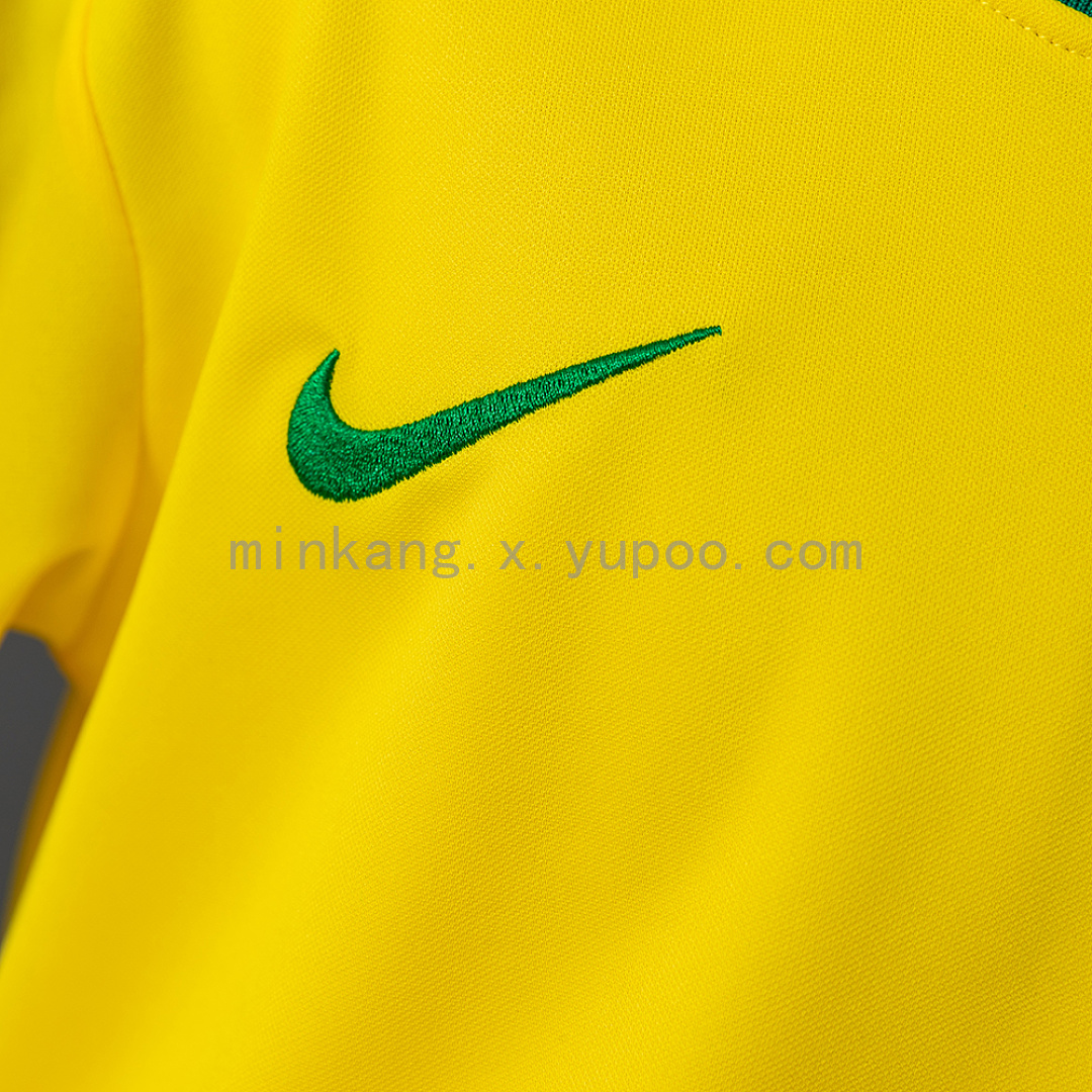 Brazil 1998 Home Retro Long Sleeve Kids Kit Jersey Size 16-28 7