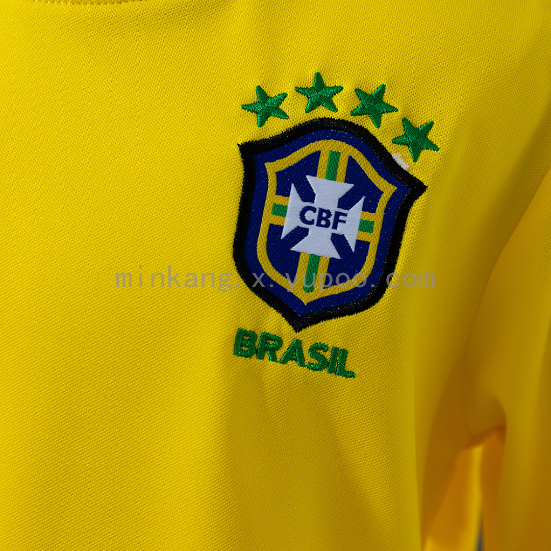 Brazil 1998 Home Retro Long Sleeve Kids Kit Jersey Size 16-28 8