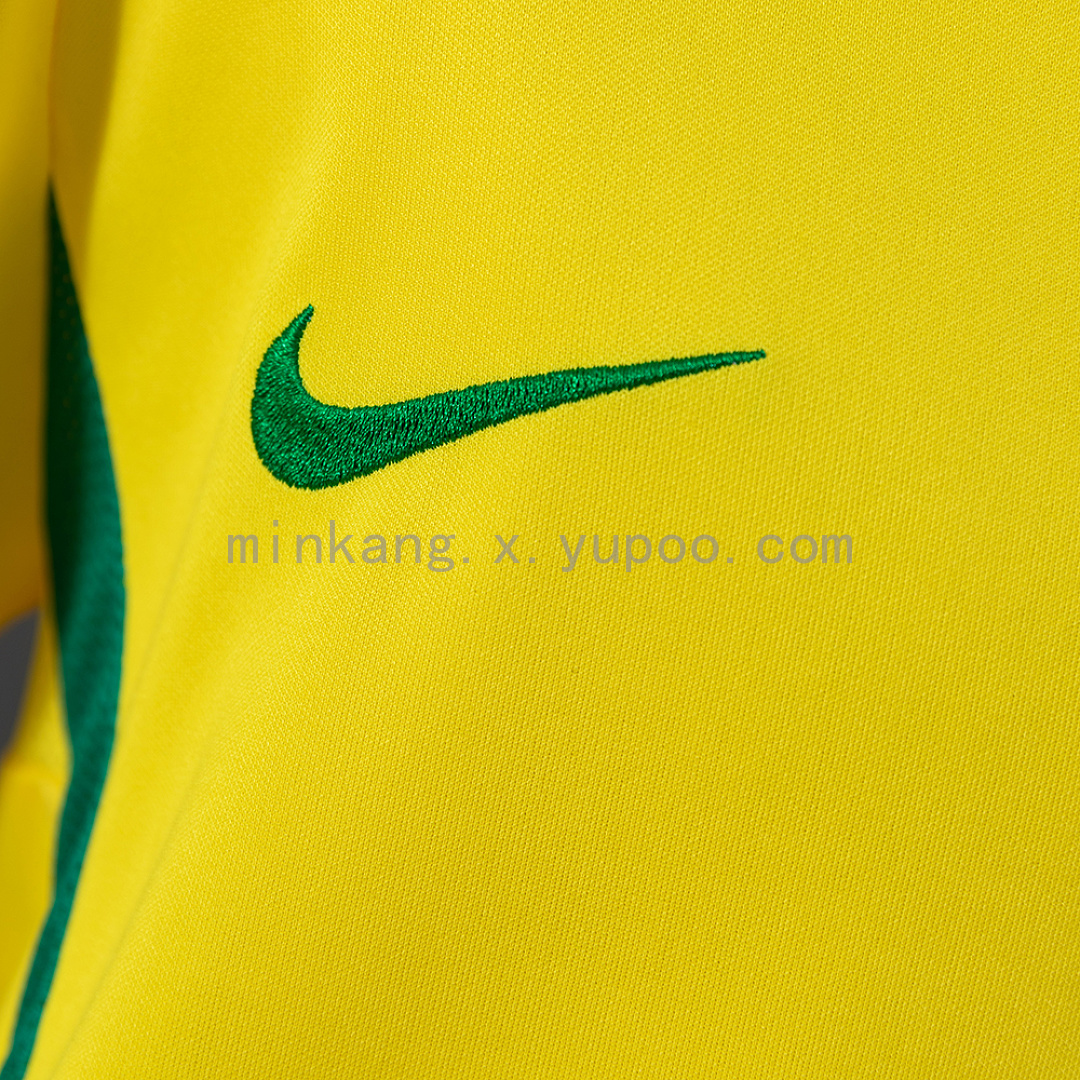 Brazil 2002 Home Retro Long Sleeve Kids Kit Jersey SIZE 16-28 7