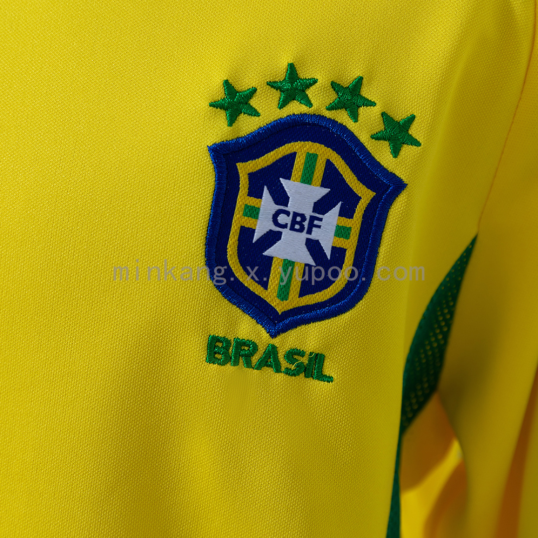 Brazil 2002 Home Retro Long Sleeve Kids Kit Jersey SIZE 16-28 8