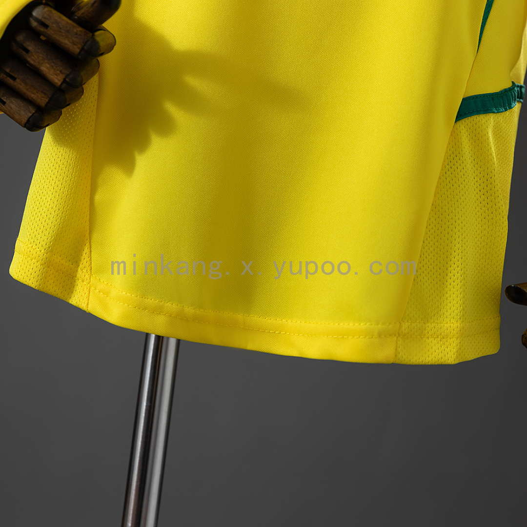 Brazil 2002 Home Retro Long Sleeve Kids Kit Jersey SIZE 16-28 10