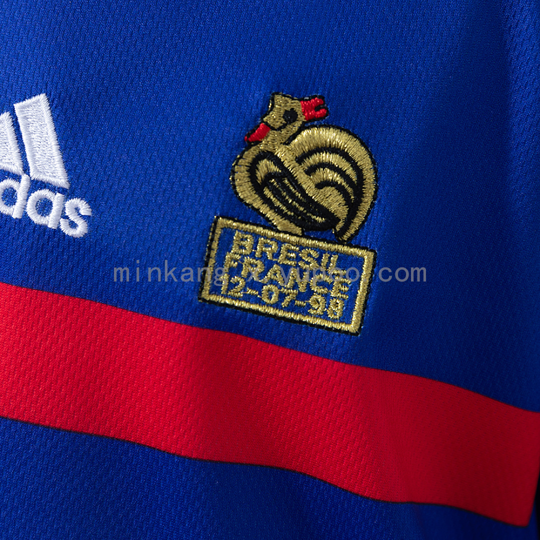 France 1998 Home Retro Long Sleeve Kids Kit Jersey Size 16-28 8