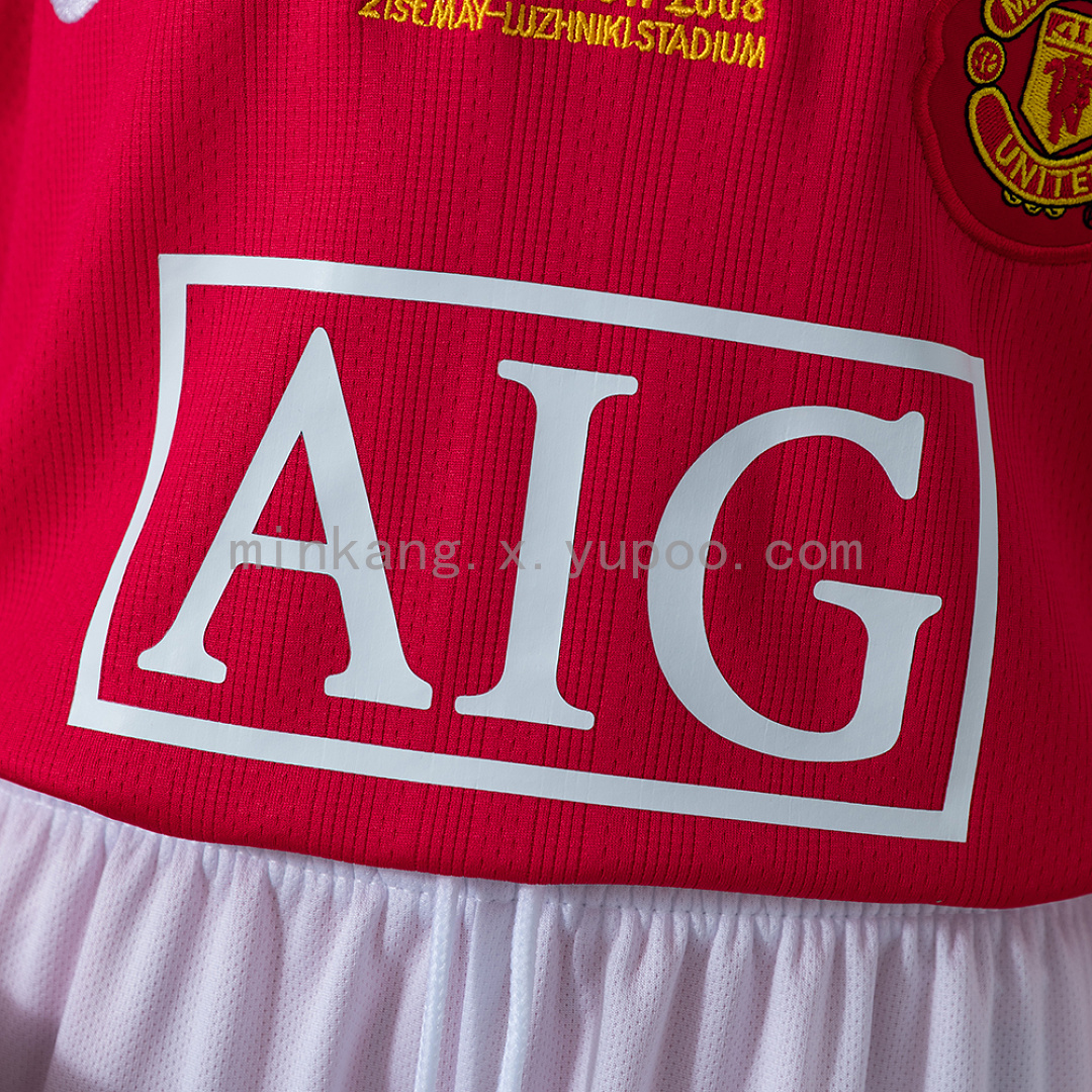 M-U 07/08 Home Retro Long Sleeve Kids Kit Jersey SIZE 16-28 11