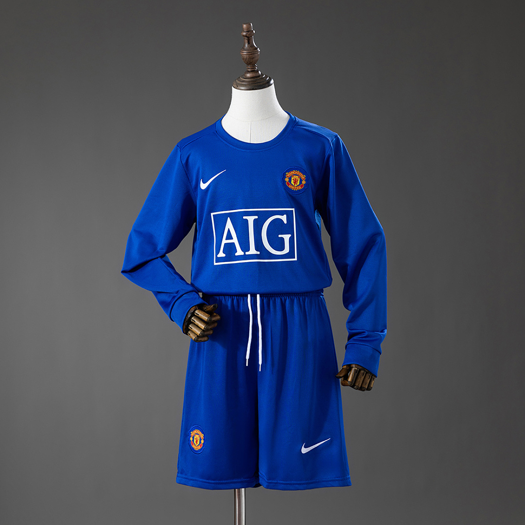 M-U 08/09 Third Away Retro Long-Sleeve Kids Kit Jersey Size 16-28 3