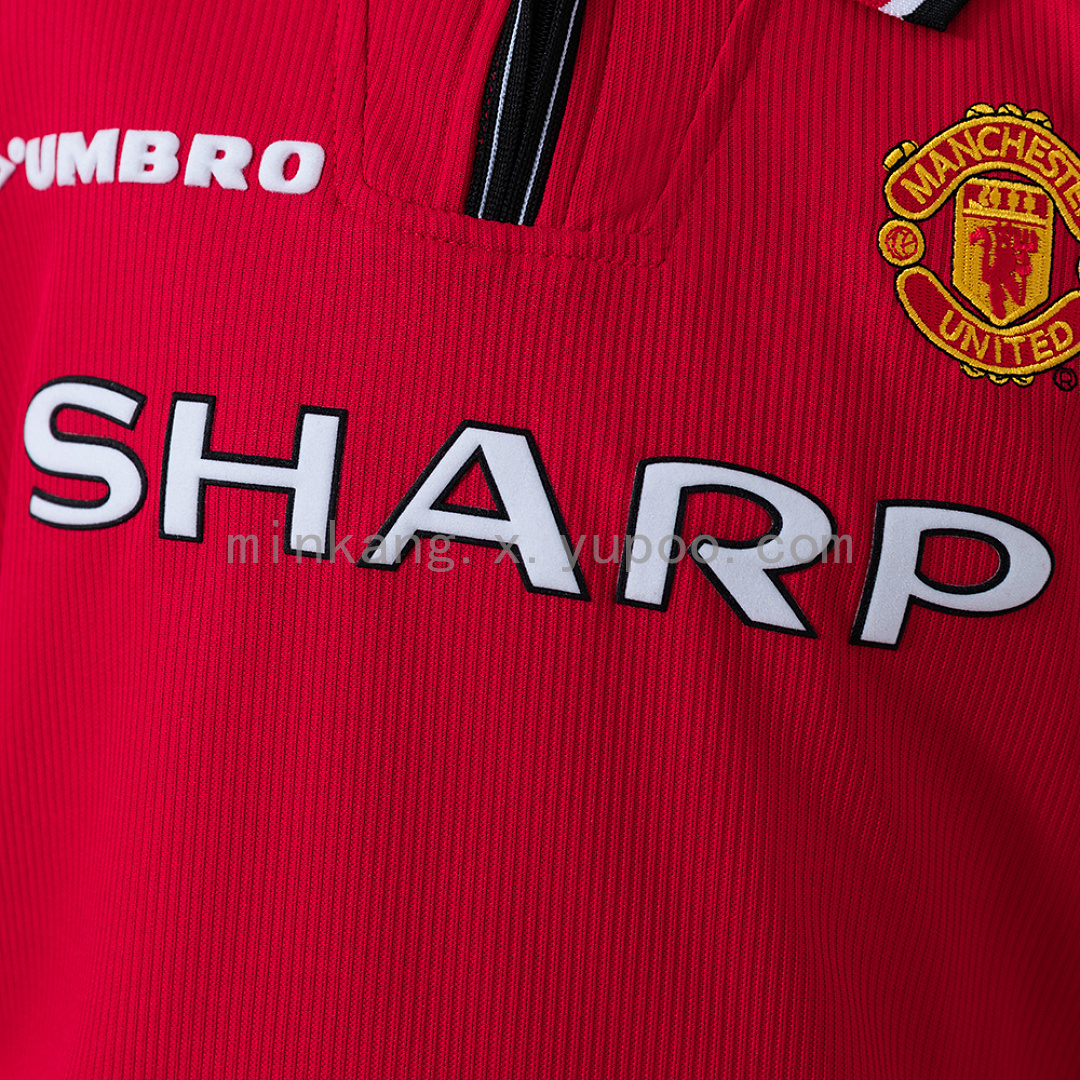 M-U 98/99 Home Retro Long Sleeve Kids Kit Jersey SIZE 16-28 9