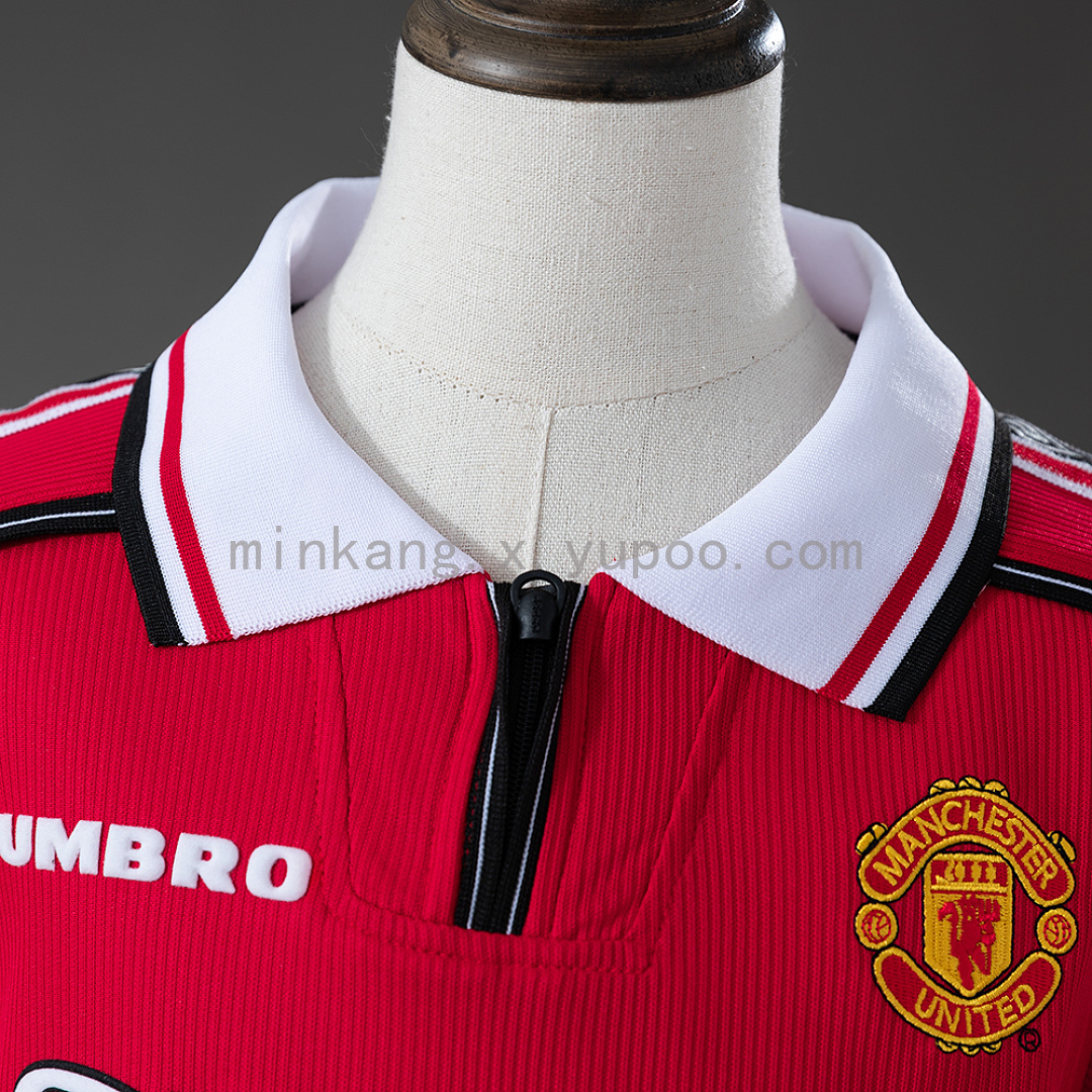 M-U 98/99 Home Retro Long Sleeve Kids Kit Jersey SIZE 16-28 10
